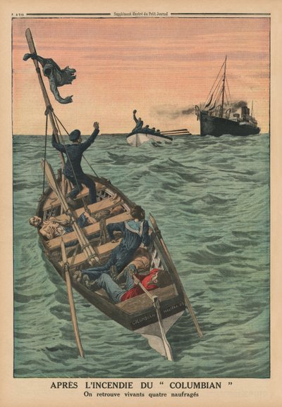 After the Fire of the Columbian, Four Shipwrecked Persons are Found Alive, Back Cover Illustration from 